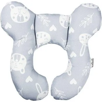 Dekorativní polštářek Polštářek za krk | podhlavníček do kočárku, styl medvídek - Šedý medvěd