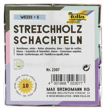 Folia Krabičky od sirek bez potisku bílé 10 ks