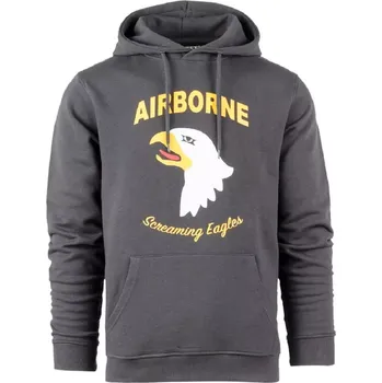 Pánská mikina FOSTEX® Mikina s kapucí 101ST AIRBORNE DIVISION šedočerná