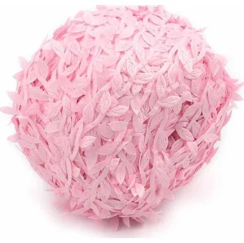 Dekorační provázek s lístky | svatební výzdoba, délka - 9 m - Světle růžová