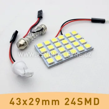 LED panel SMD LED panel 43x29mm 24smd s adaptérem pro sufitku 31 - 44mm a T10 (1ks led smd panel s adaptérem pro sufitku 31-44mm a T10)