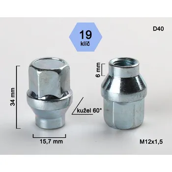 Matice na kolo AJIMEX Kolová matice M12x1,5mm 34mm