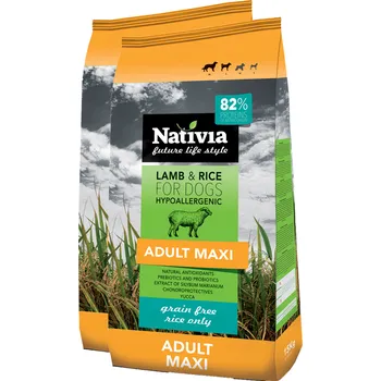 Krmivo pro psa 2x Nativia Adult Maxi Lamb & Rice 15kg