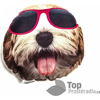 Dekorativní polštářek Tvarovaný polštářek - Pejsek v brýlích