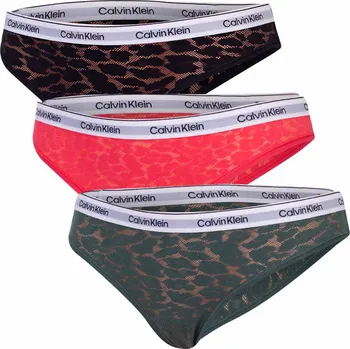 Dámské plavky CALVIN KLEIN DÁMSKÉ BIKINI KALHOTY 3PK BLACK/PINK/GREEN 000QD5069E GP6 Velikost: XS