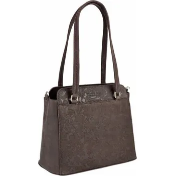 Kabelka Wood bag Dámská kožená kabelka Woodbag - hnědá s květinami