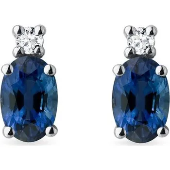Náušnice Náušnice pecky z bílého zlata s oválnými safíry KLENOTA