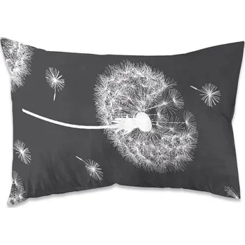 Povlečení XPOSE® Bavlněný povlak na polštář PAMPELIŠKY DUO - šedý/bílý 50x70 cm, Bavlna + Prodloužená možnost vrácení zboží do 50 dnů