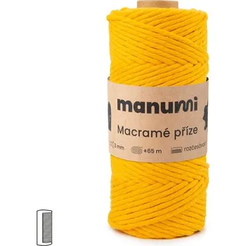 Příze Manumi Macramé příze stáčená 3mm tmavě žlutá