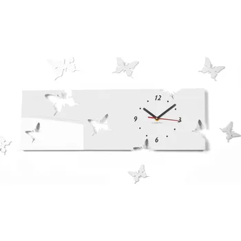 Hodiny Flexistyle Nástěnné hodiny Motýlci 20x60 cm Bílé