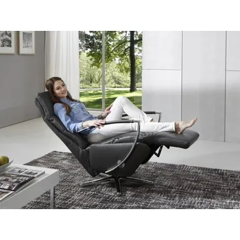 Křeslo Polohovací kožené otočné křeslo METRO s asistencí vstávání