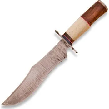 KnifeBoss velký damaškový nůž Bowie Camel Bone & RoseWood + doprava zdarma!