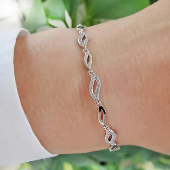 Náramek Luxusní stříbrný náramek se zirkony 4,15g Rhodium Stříbro 925/1000