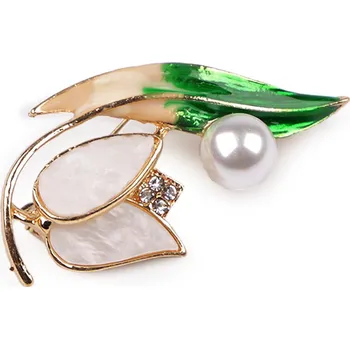 Brož Brož s perlou, barva 1 bílá