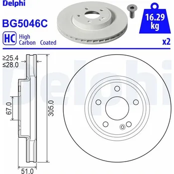 Brzdový kotouč Brzdový kotouč DELPHI BG5046C