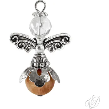 Vánoční ozdoba Anděl pro štěstí ozdoba - Sluneční kámen (Dekorace Anděl z korálků - Vánoční ozdoba Andílek pro štěstí)