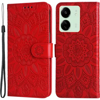 Pouzdro na mobilní telefon Sunflower knížkové pouzdro na Xiaomi Poco C65/Redmi 13C - červené