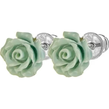 Náušnice Argento 63258 Stříbrné náušnice růžička - modrá glazura