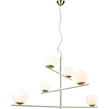 Trio 302000608 závěsné stropní svítidlo Pure 6x28W | E14 - nastavitelná výška, mosaz, bílá + Sada inteligentní žárovky E14 s dálkovým ovladačem - RGB, WiZ