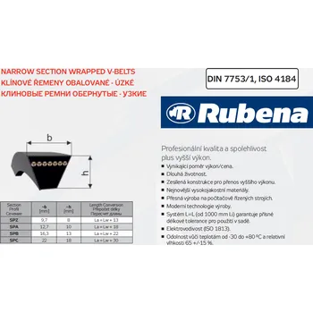 Klínový řemen SPA 12,7 x 757 Lw, 775 La, Rubena