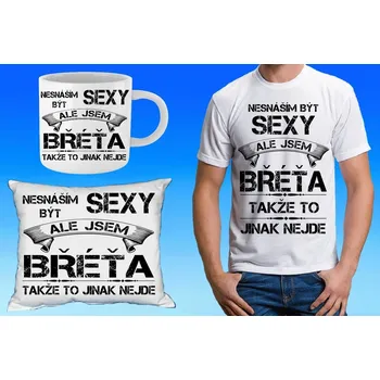 Pánské tričko BŘÉŤA dárkový set se jménem 140 (tričko, polštářek a hrneček se jménem)