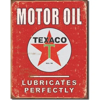 Plechová cedule Texaco Lubricates Perfectly - plechová cedule, 40x32 cm