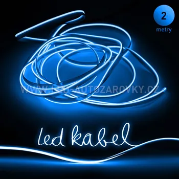 LED osvětlení Svítící elektrický drát - kabel, 2m, barva modrá-ice, 12V (Svítící drát, barva modrá-ice, délka 2m)