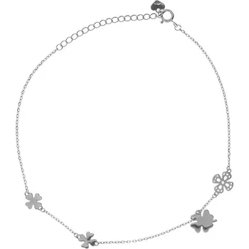 Náramek Argento 91770 Stříbrný náramek na nohu - čtyřlístky, délka 22 až 26 cm