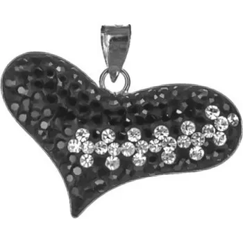Přívěsek Argento 82071 Stříbrný přívěsek - srdíčko, černé křišťály Swarovski