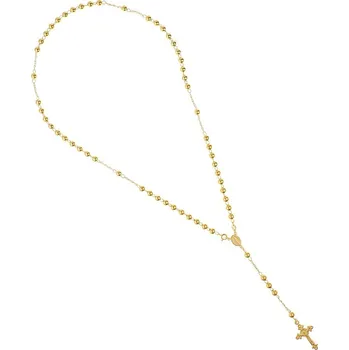 Náhrdelník Argento 91842 Pozlacený stříbrný náhrdelník - růženec, 5 desátků, křížek s Ježíšem, Zázračná medailka, délka 60 cm