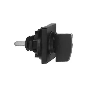 vypínač a zásuvka KAC1S Ovl. hlavice 45x45mm, černá barva, klíč, prázdné pro gravírování, Schneider Electric