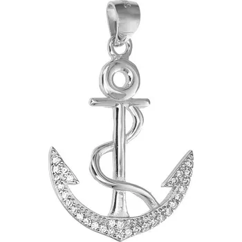 Přívěsek Argento 85413 Stříbrný přívěsek - kotva, čiré kulaté zirkony