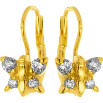 Náušnice Argento 66925 Pozlacené stříbrné náušnice - motýl, čiré kulaté zirkony
