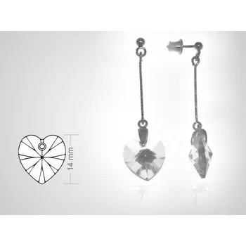 Náušnice Argento 60765 Stříbrné náušnice - srdíčka, čirý křišťál Swarovski ve tvaru srdíčka