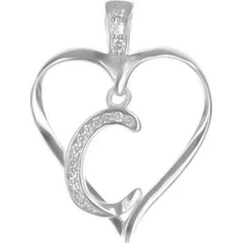 Přívěsek Argento 84081 Stříbrný přívěsek - srdíčko, písmeno C, čiré kulaté zirkony