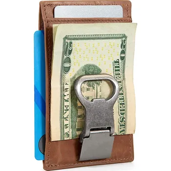 Peněženka Ultra slim RFID kožená peněženka s otvírákem a klipem na bankovky