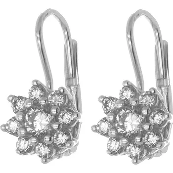 Náušnice Argento 66928 Stříbrné náušnice - kvítek, čiré kulaté zirkony