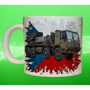 hrnek hrnek s vojenským autem české výroby raketnice vlajka