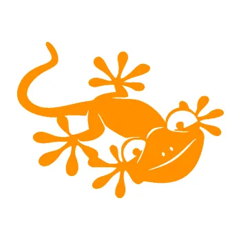 Samolepící dekorace SAMOLEPKA Ještěrka 018 pravá kouká (06 - oranžová) NA AUTO, NÁLEPKA, FÓLIE, POLEP, TUNING, VLASTNÍ TEXT, TISK, AUTOSAMOLEPKY.cz, POLEPY, OBRÁZEK, LOGO, SAMOLEPKY