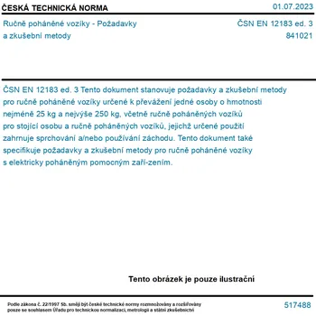 ČSN EN 12183 ed. 3 - Ručně poháněné vozíky - Požadavky a zkušební metody - Tisk