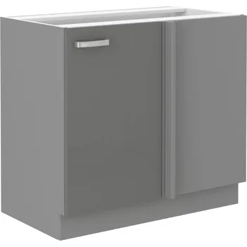 Kuchyňská linka AVERNA, skříňka dolní rohová 105 ND 1F BB, korpus: platinově šedá, dvířka: šedý lesk + vyzvednutí ZDARMA