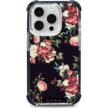 Pouzdro na mobilní telefon Odolný obal Mobiwear MagSafe Elite Bumper - Apple iPhone 15 Pro - D003D Růže na černé (Odolný kryt, pouzdro, obal Mobiwear Elite Bumper na mobil Apple iPhone 15 Pro - D003D Růže na černé, materiál Plast + TPU silikon + kov - zesílená ochrana telefonu,)