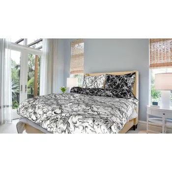 Povlečení Smolka bavlna povlečení Zuzana černobílá 140x200 70x90