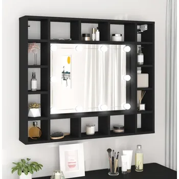 Koupelnový nábytek Petrashop LED zrcadlová skříňka černá 91 x 15 x 76,5 cm Černý833496