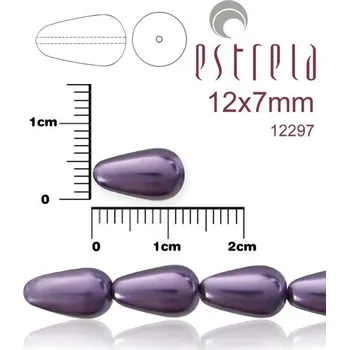 Korálek VOSKOVANÉ korále tvar kapka. Velikost 12x7mm. Barva 12297 (fialová). Balení 10ks na návleku.