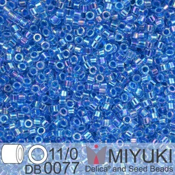Korálek Korálky Miyuki Delica 11/0. Barva Blue Lined Crystal AB DB0077. Balení 5g.