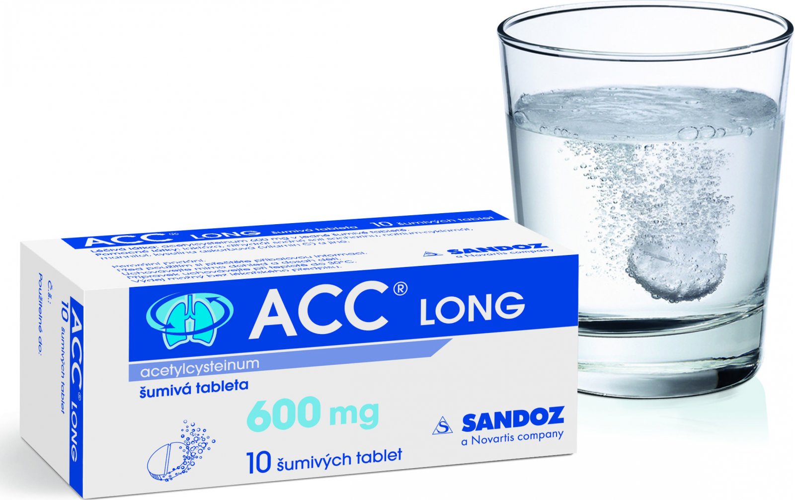 Foto Lék na kašel rýmu a nachlazení ACC Long 600 mg 10 šumivých tbl