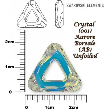 Náhrdelník SWAROVSKI ELEMENTS Cosmic Triangle 4737 barva CRYSTAL (001) AURORE BOREALE (AB) velikost 20mm.