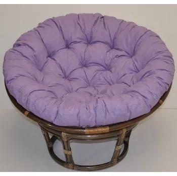 Křeslo Axin Trading s.r.o. Ratanový papasan 115 cm hnědý - polstr fialový melír