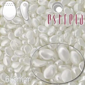 Korálek MAČKANÉ korále tvar OKVĚTNÍ LUPEN Velikost 6x8mm. Barva BÍLÁ 12025. Balení 20ks na návleku